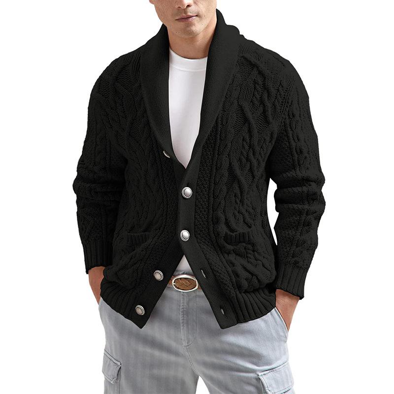 Mens Casual Lapel Slim Fit Long Sleeve Knit Cardigan 79209846M