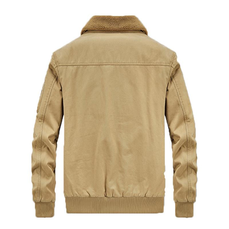 Mens Casual Cotton Fleece Washed Cargo Coat 12217264M
