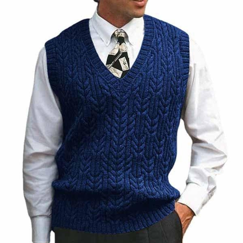 Mens Cable V-Neck Knitted Vest 49226415M