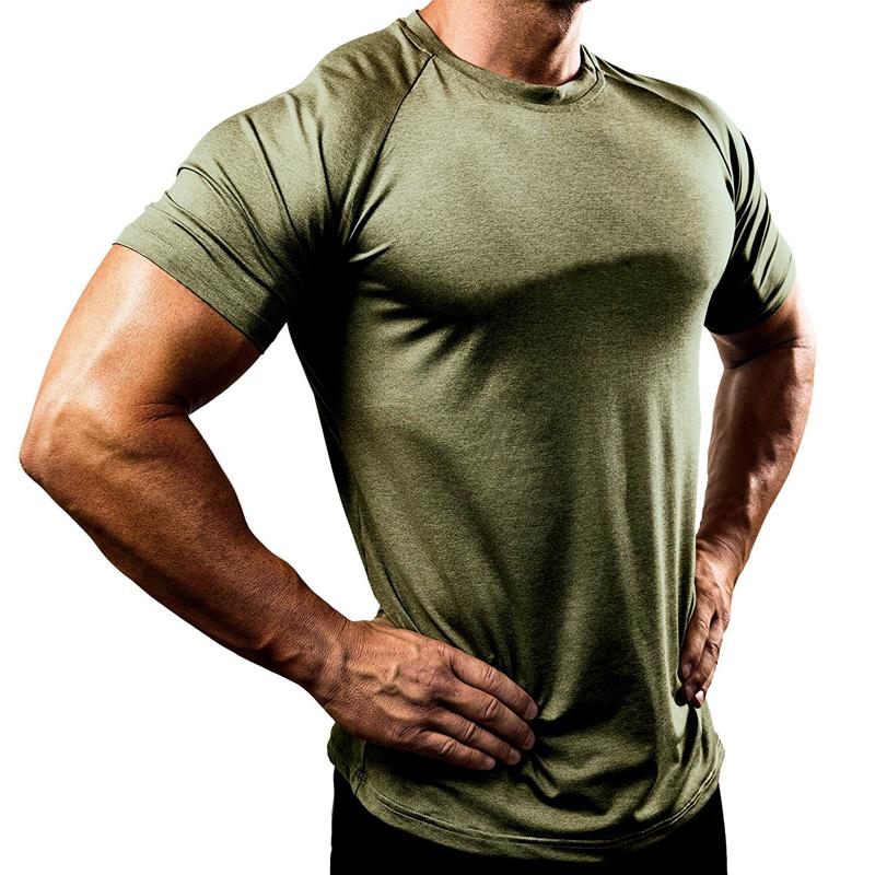 Mens Solid Color Quick-drying Breathable Training High-elasticity T-shirt 52586914X