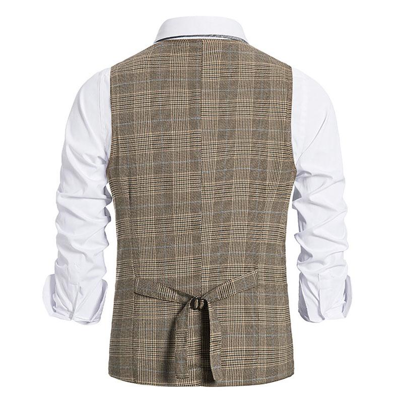 Mens Double Breasted Slim Fit Vintage Suit Vest (Shirt And Tie Excluded) 93941750M