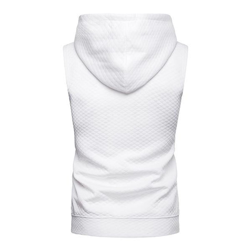 Mens Casual Zip Rhombus Hooded Vest 84655941M