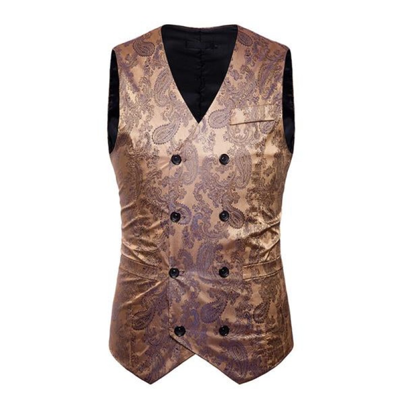 Mens Formal Cashew Flower Print Vest 71042054X