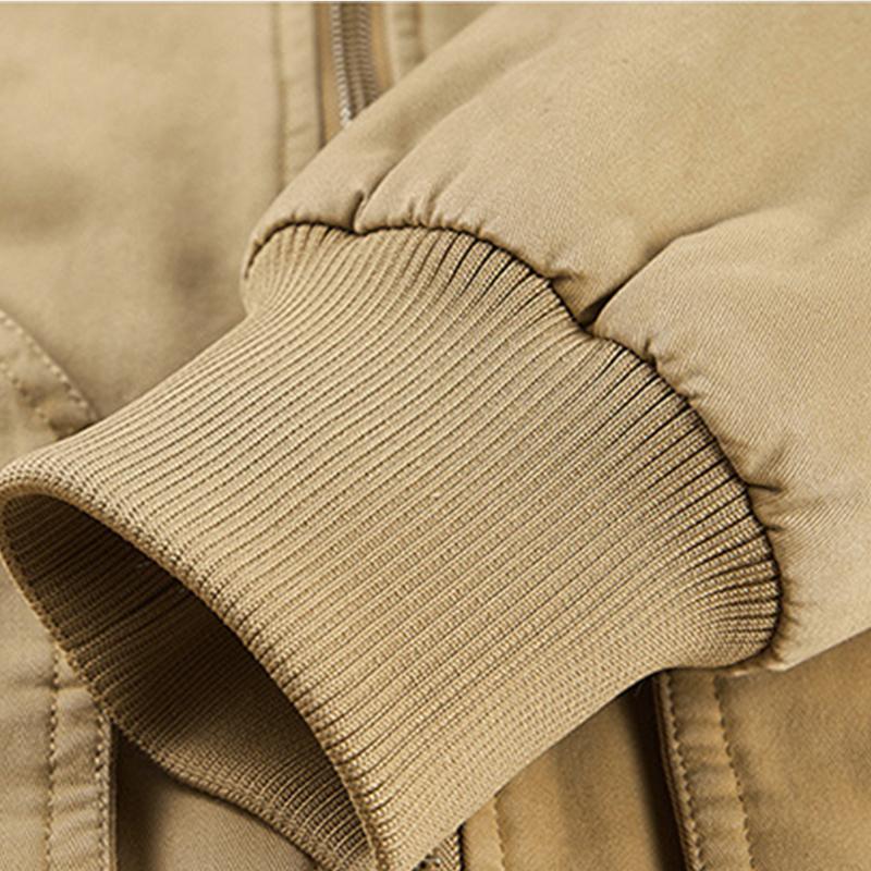Mens Casual Cotton Fleece Washed Cargo Coat 12217264M