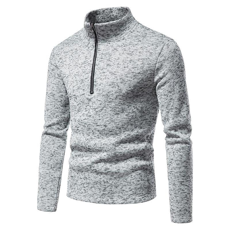 Mens Casual Solid Color Turtleneck Knitted Sweatshirt 54641407M