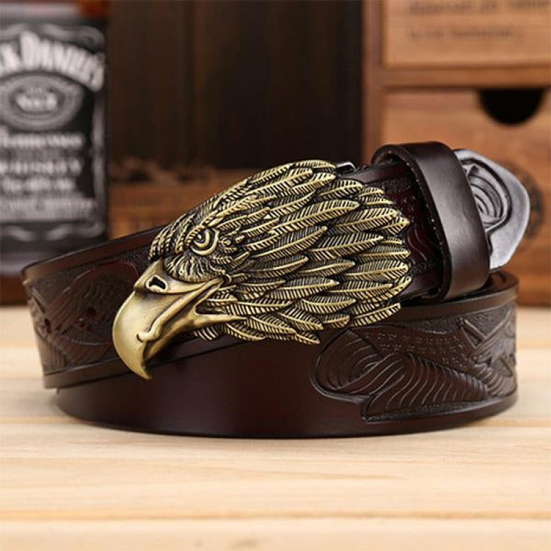 COWHIDE CASUAL EAGLE HEAD BELT 97611482M