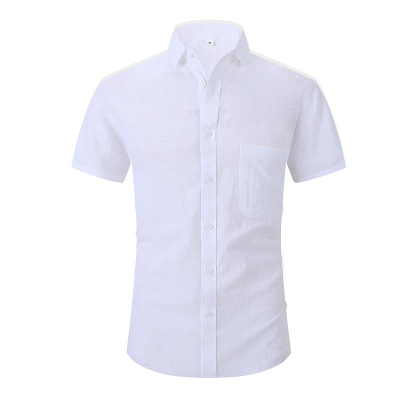 Mens Simple Linen Lightweight Breathable Solid Color Shirt 72044745X