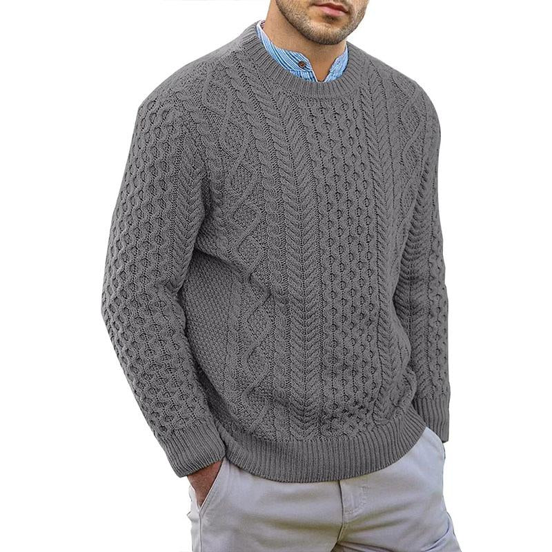 Mens Casual Round Neck Pullover Cable Knit Sweater 46216161M