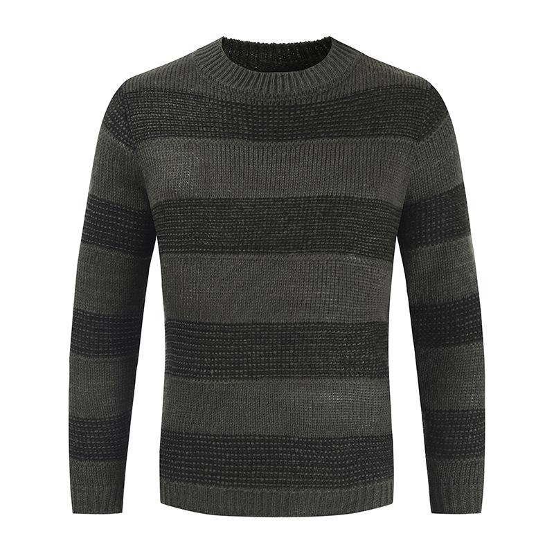 Mens Leisure Round Neckline Striped Sweater 52292053M