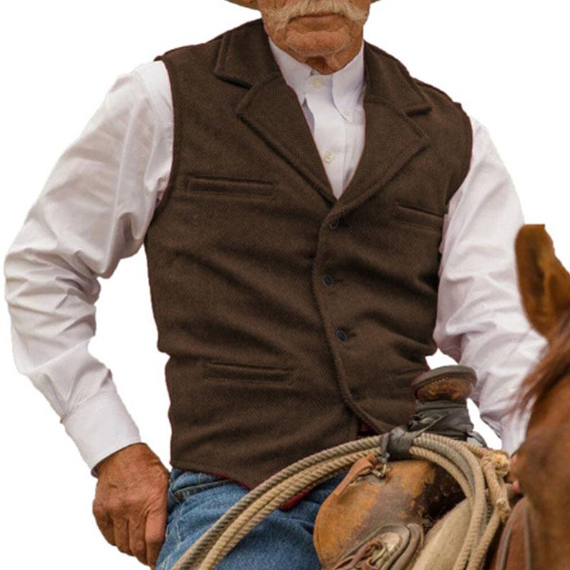 Mens Vintage Slim Herringbone Suit Vest 18604370M