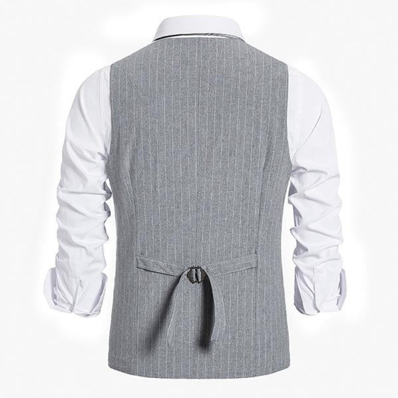 Mens Single-breasted Striped Suit Vest 57502558M
