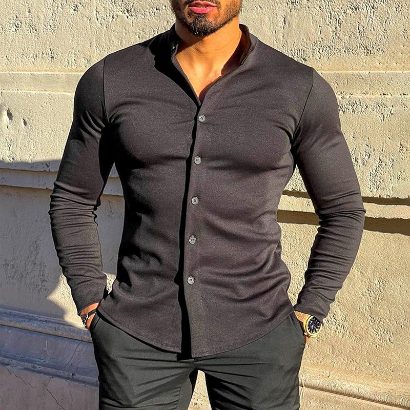 Mens Solid Color Long Sleeve Shirt 29454657X