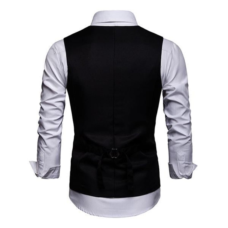 Mens Plain Print V-Neck Dress Vest 94317846M