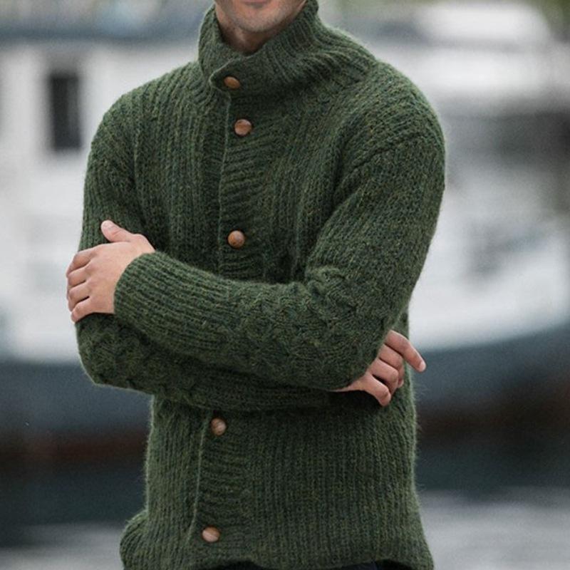 Mens Casual Long Sleeve Turtleneck Knit Cardigan 08518394M
