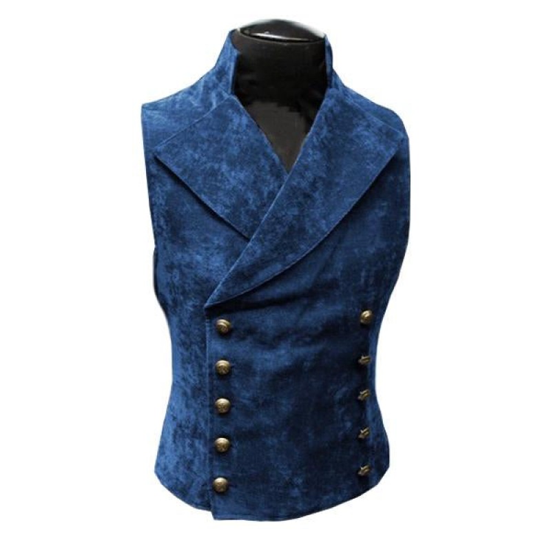 MENS STAND COLLAR SUEDE DOUBLE BREASTED VEST 72601313M