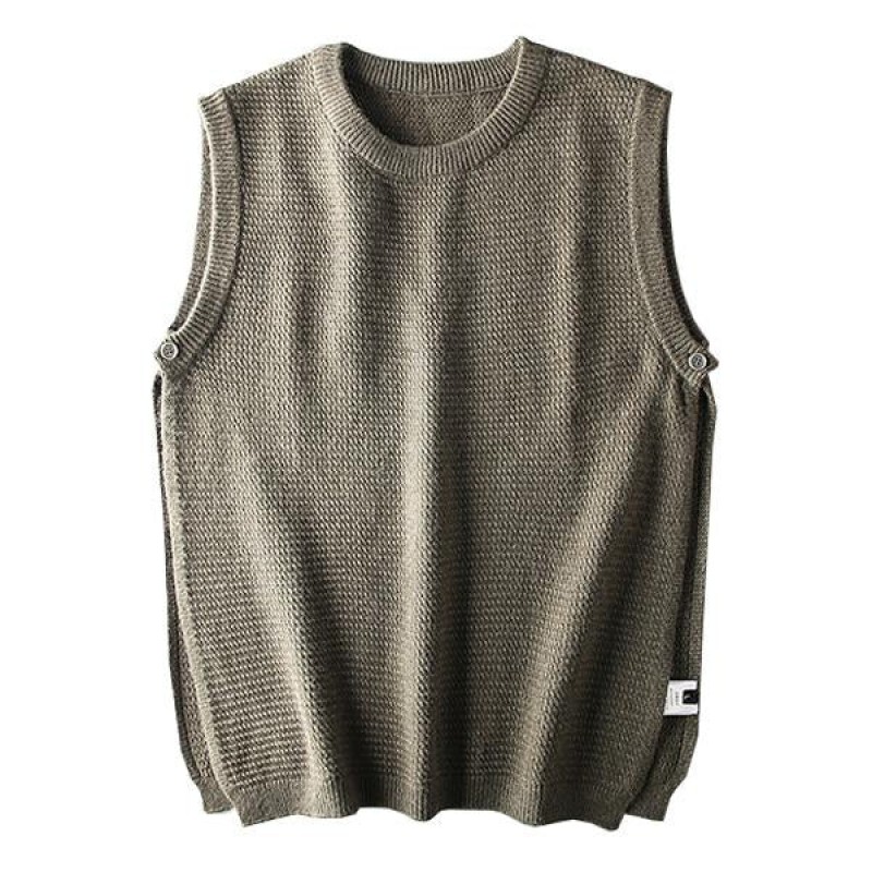 Mens Vintage Crew Neck Knit Vest 62627081M