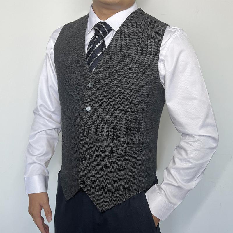 Mens Herringbone Pattern V-neck Suit Groom and Best Man Vest 26434573X