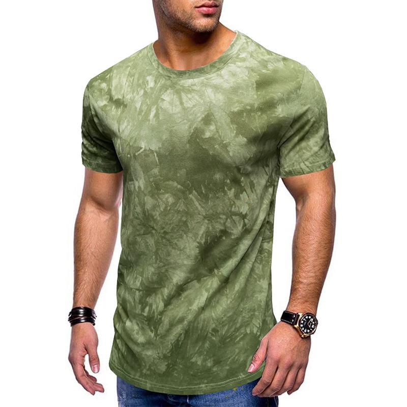 Mens Casual Tie Dye Round Neck Short Sleeved T-shirt 40970629M