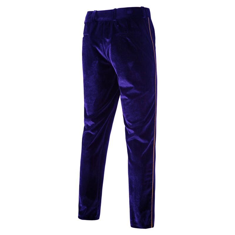 Mens Vintage Contrast Trim Velvet Double Breasted Wedding Blazer Pants Suit 01449780M