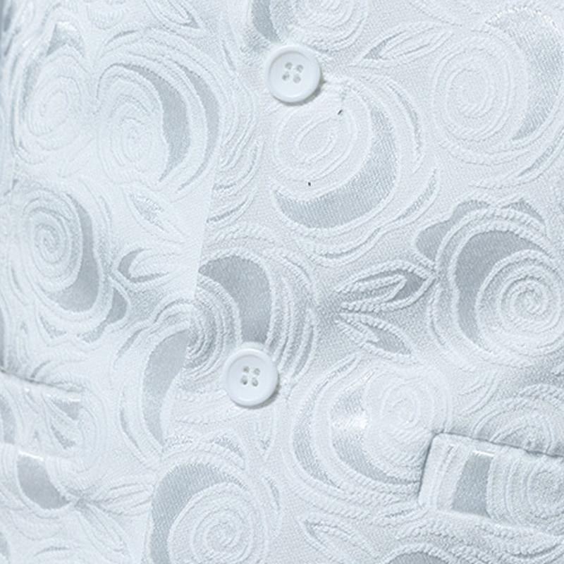 Mens V Neck Rose Jacquard Groomsmen Suit Vest 80705226Y