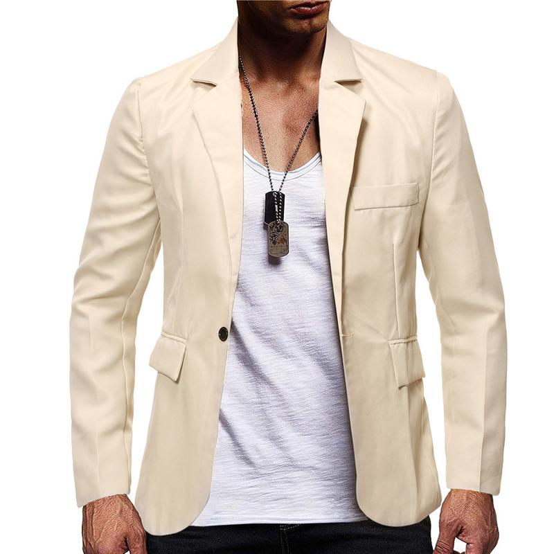 Mens Solid Color Single Breasted One Button Blazer 77926916X