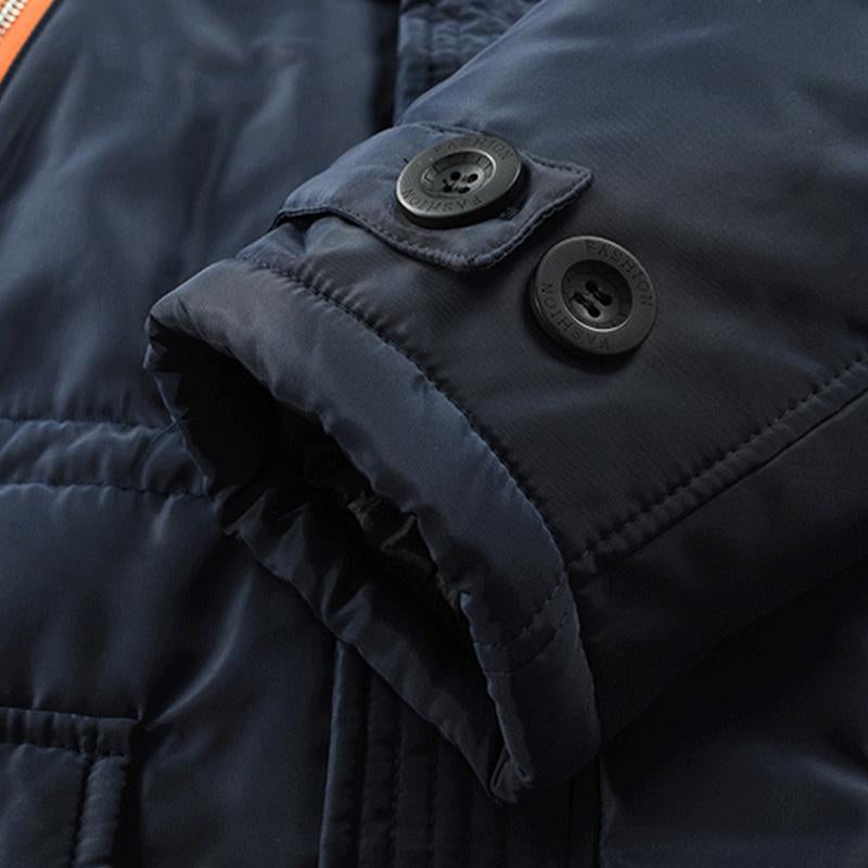 Mens Casual LooseThick Mid-Length Hooded Coat 04600714M