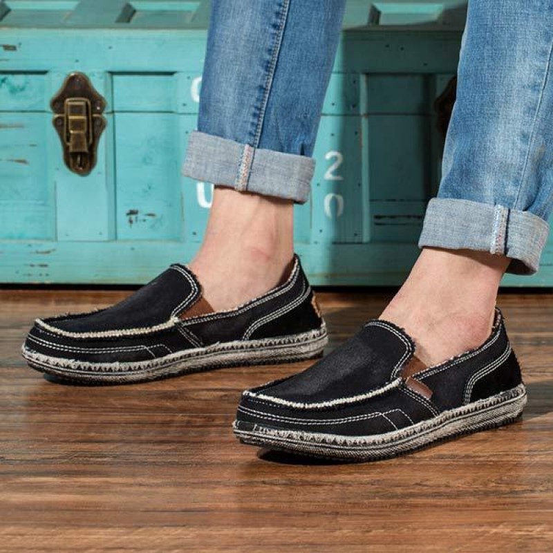 MENS WASHED DENIM CANVAS SLIP-ON SHOES 59975887