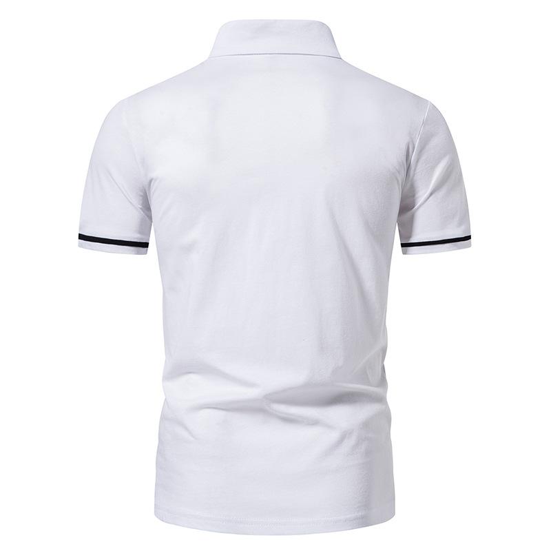 Mens White Stripe Trimmed Zipper Polo Shirt 50515028Z