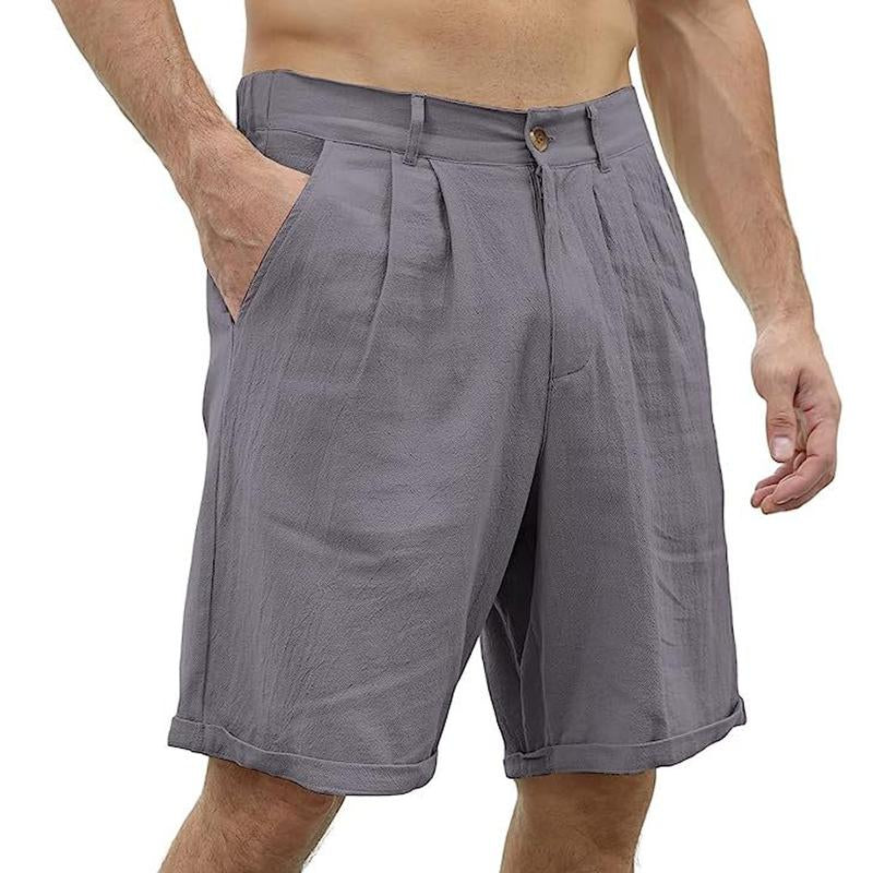 Mens Casual Simple Solid Color Beach Shorts 89130954Y