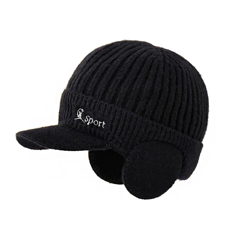 MenS Solid Color Warm Ear Protection Knitted Cap 20835503Y