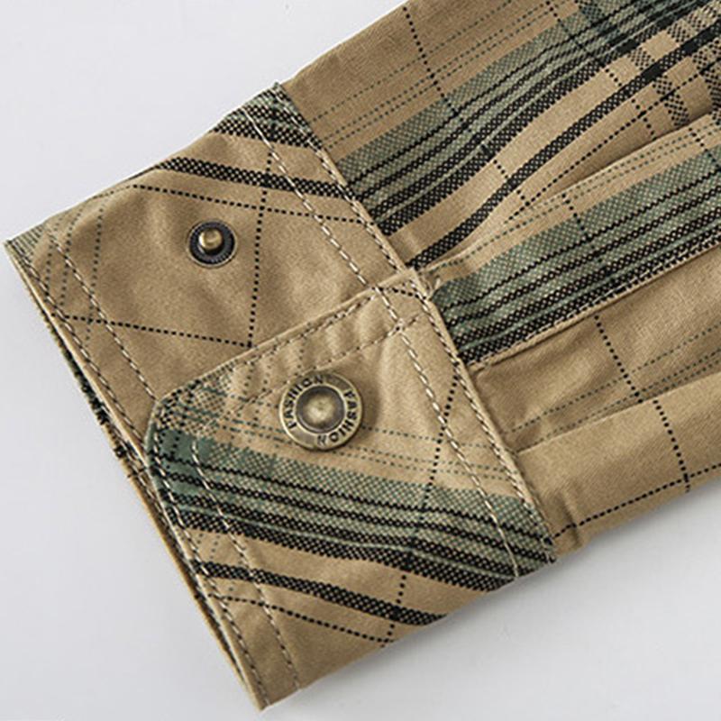 Mens Casual Cotton Plaid Long Sleeve Shirt 89270182M