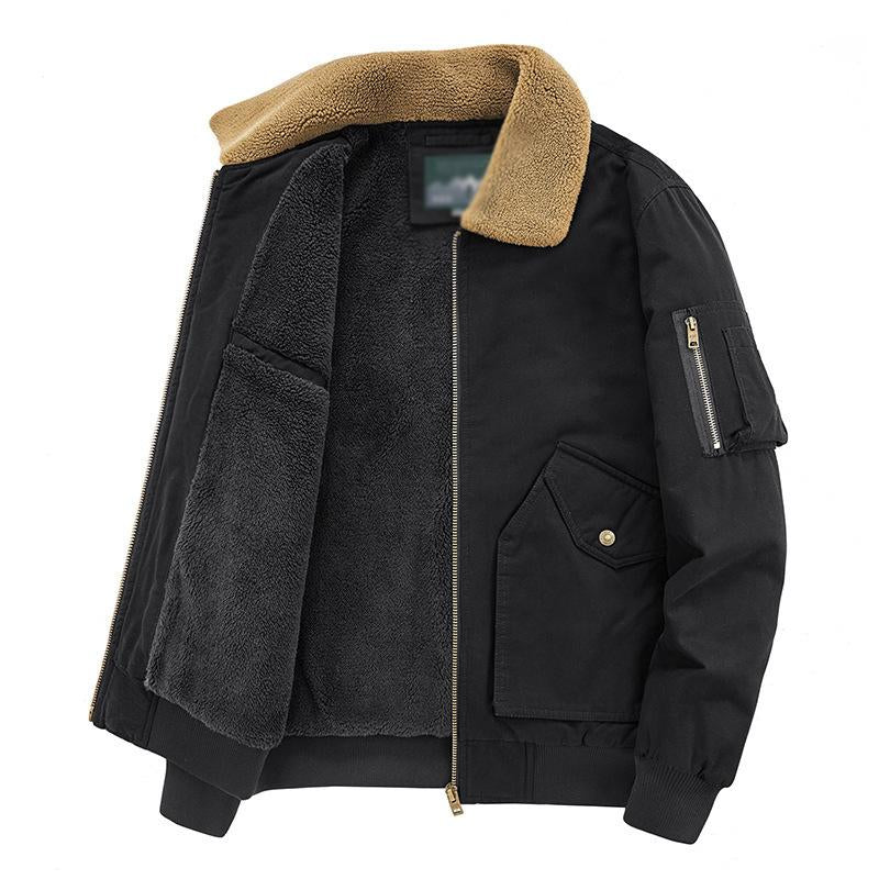 Mens Casual Cotton Fleece Washed Cargo Coat 12217264M