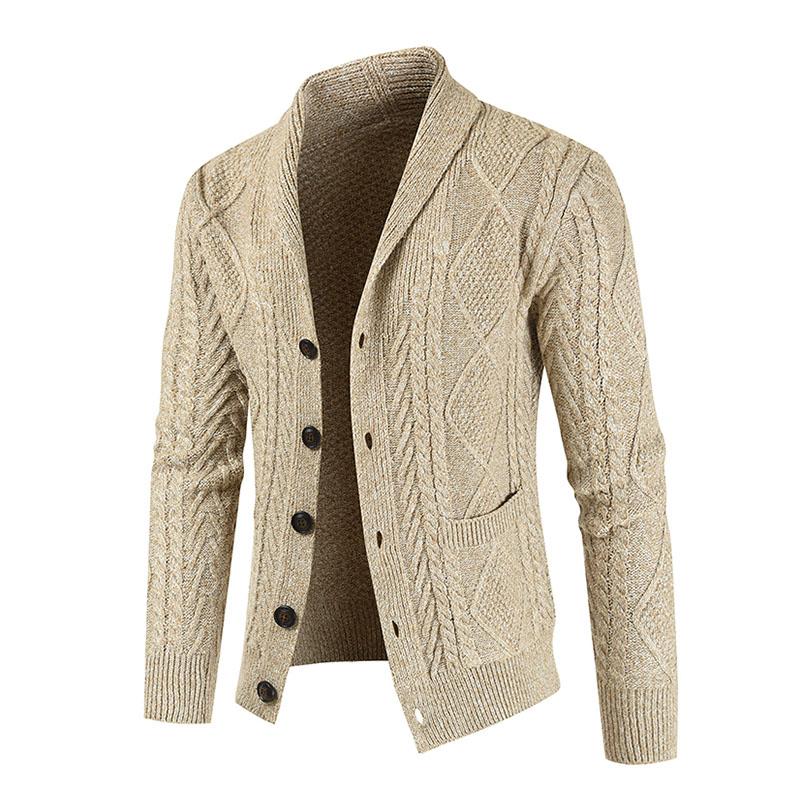 Mens Vintage Jacquard Thick Knit Cardigan 45801692M