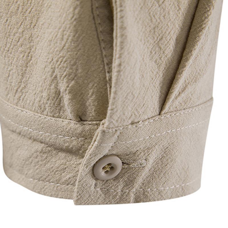 Mens Long Sleeve Linen Button Shirt 93656158X