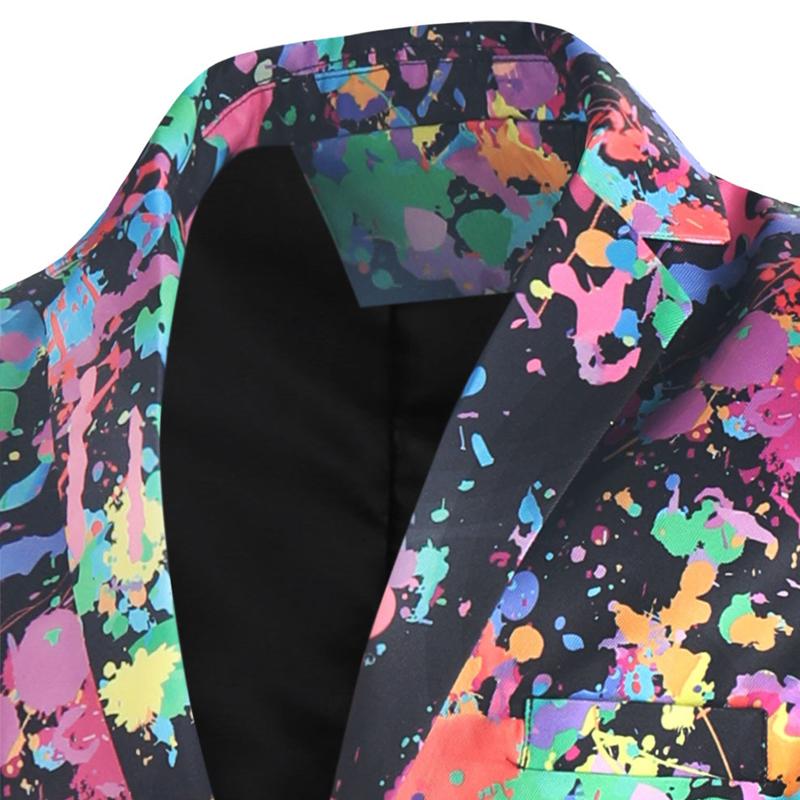 Mens Casual Printed Lapel Long Sleeve Blazer 61091495Y