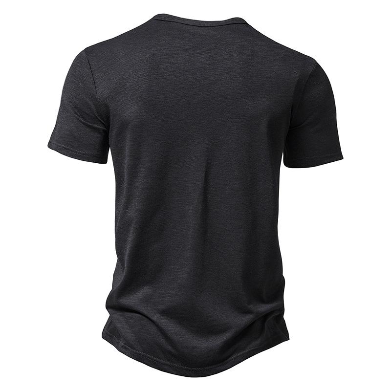 Mens Slub Cotton T-Shirt Mens Henley Collar POLO Shirt 40920170X