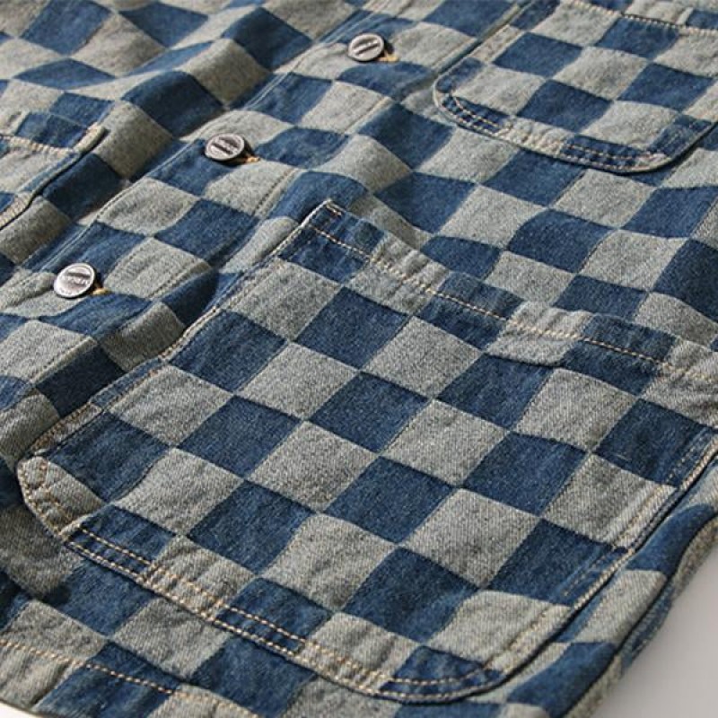Mens Vintage Washed Distressed Denim Vest 03795520M