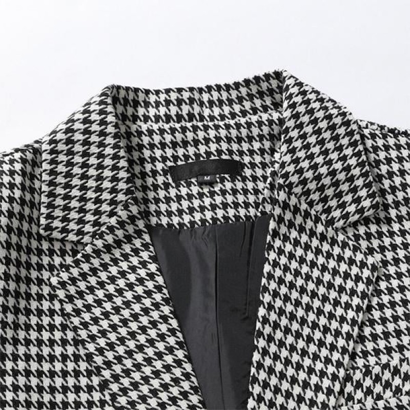 Mens Houndstooth Lapel One Button Casual Blazer 48053906M