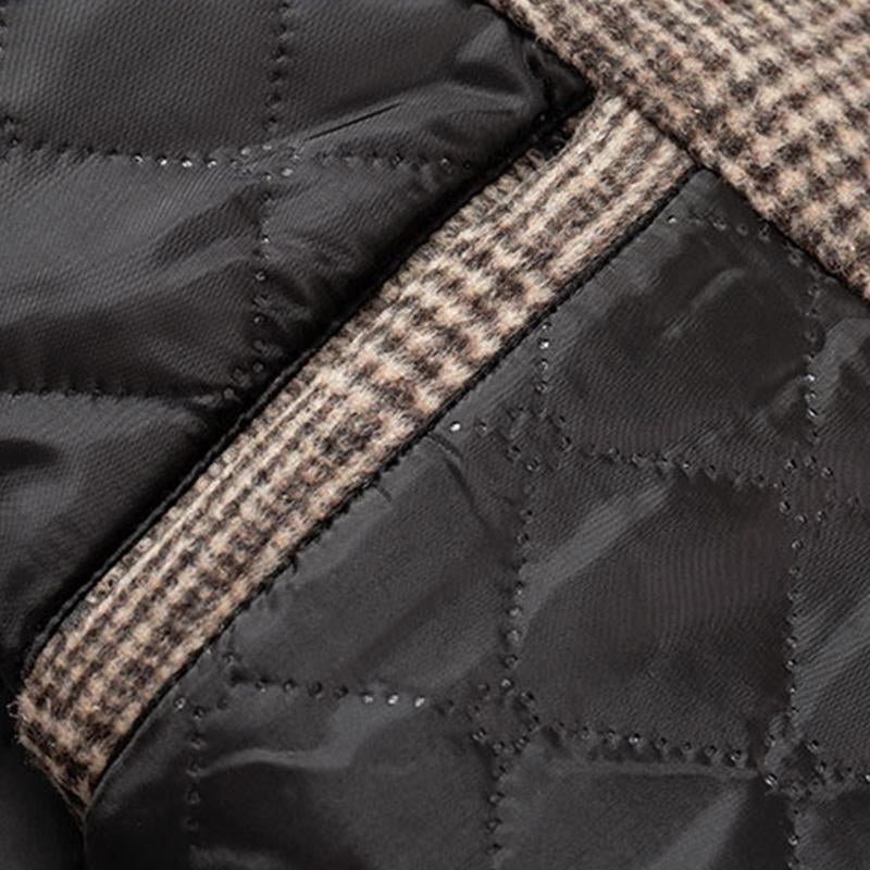 Mens Vintage Check Lapel Slim Long Coat 86761608M