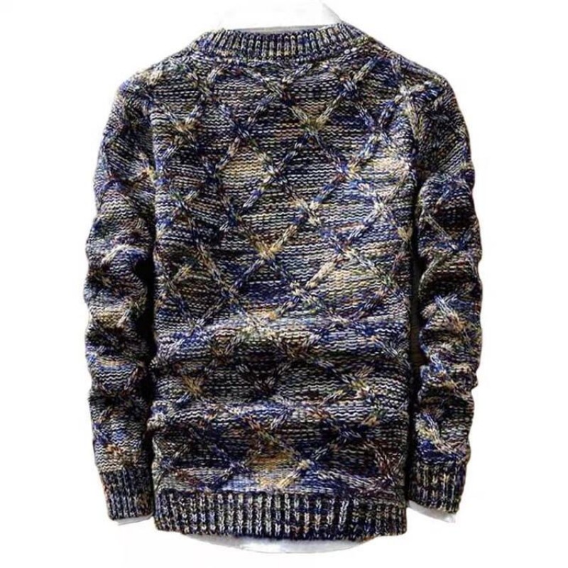 Mens Round Neck Coloring Knit Sweater 97661397Z