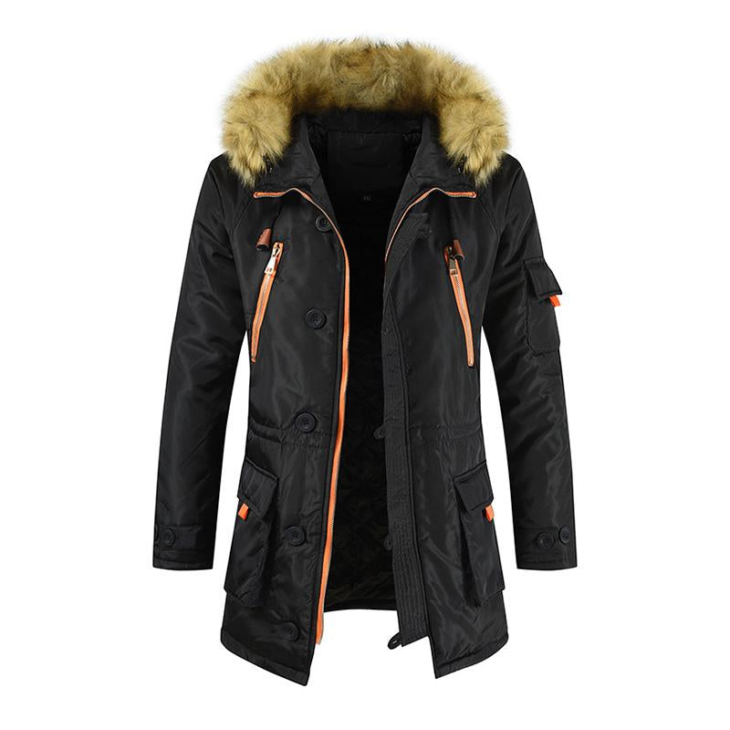 Mens Casual LooseThick Mid-Length Hooded Coat 04600714M