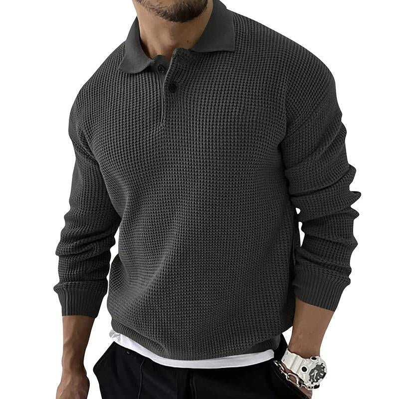 Mens Lapel Knit Button Pullover Sweater 68765777X