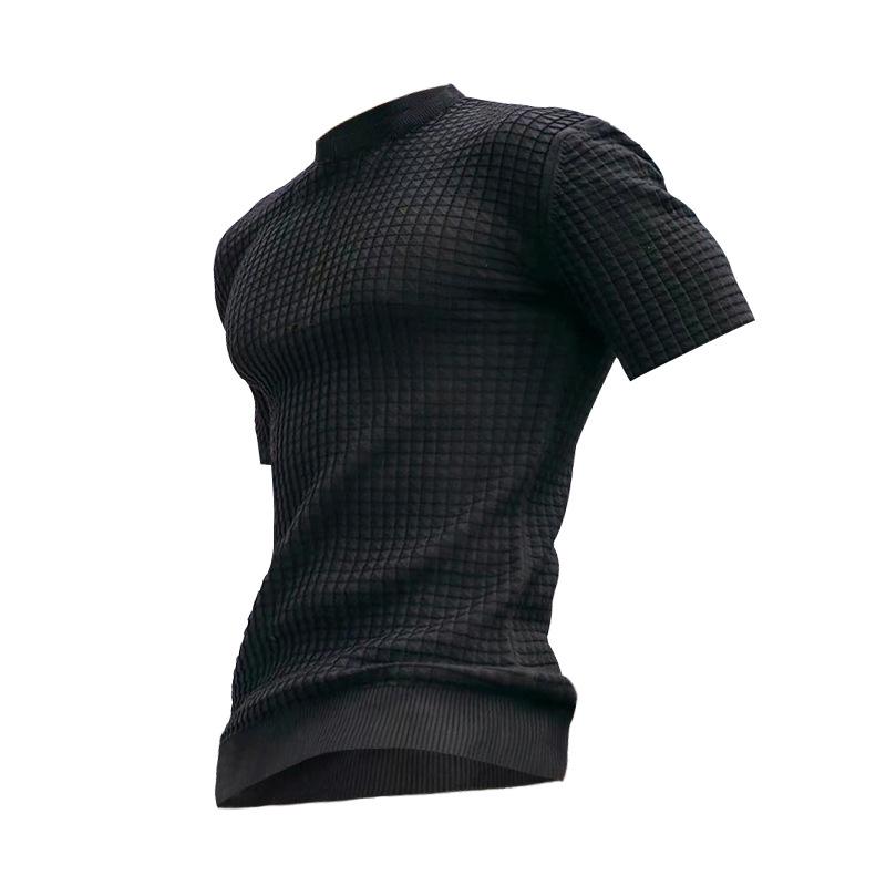 Mens Casual Round Neck Waffle T-Shirt 29739560M