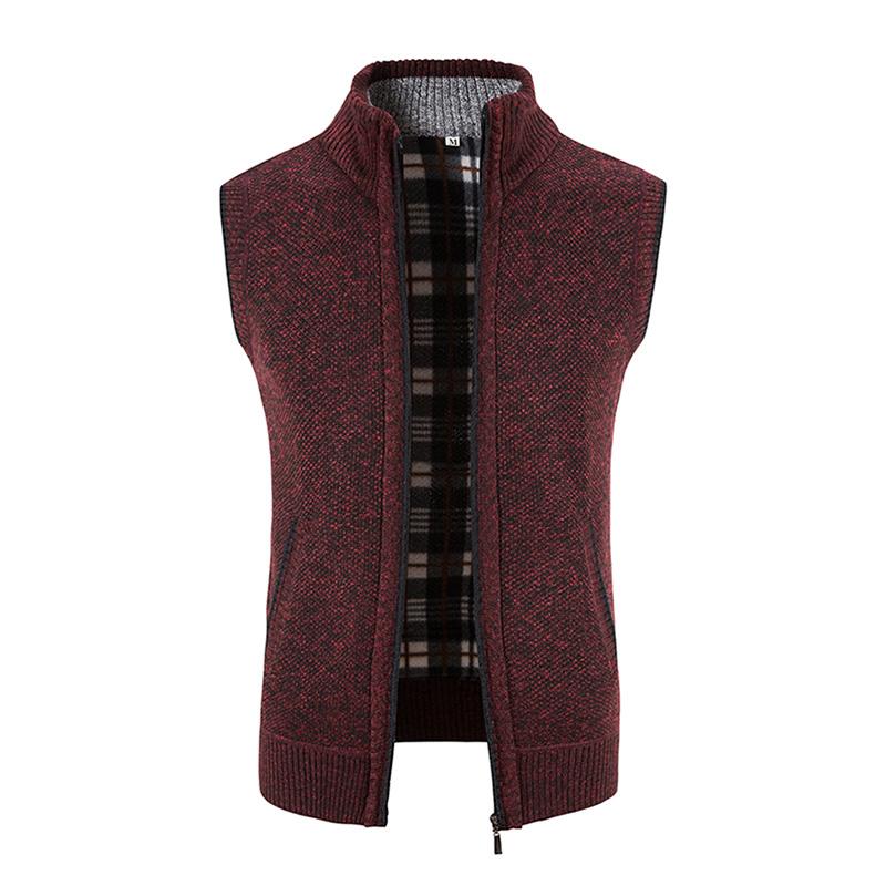 Mens Casual Stand Collar Zipper Knitted Vest 07947834M