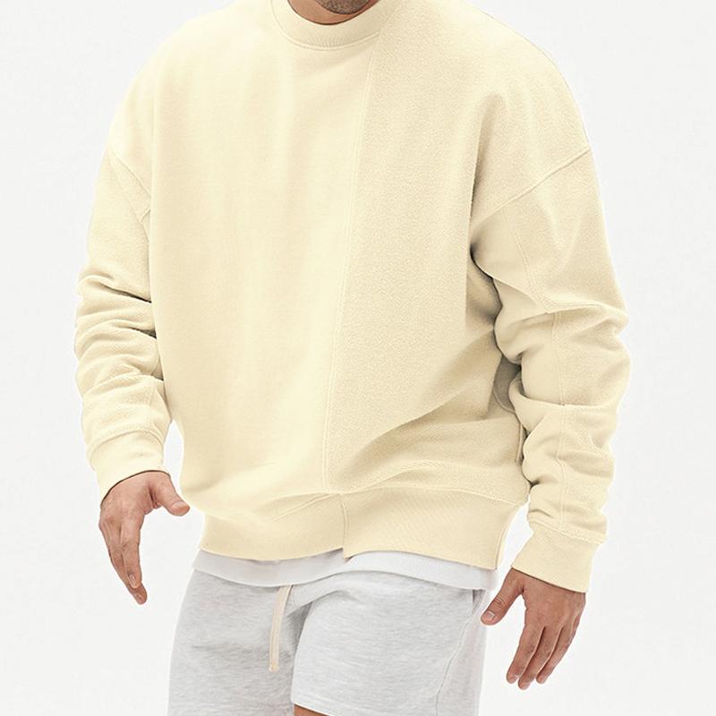 Mens Loose Solid Color Stitching Sweatshirt 42950665Y