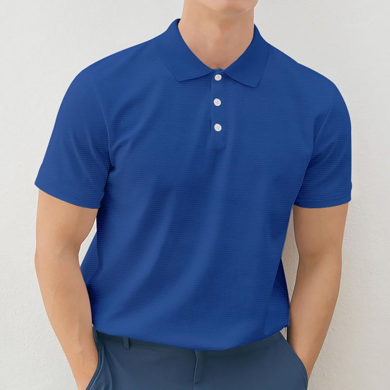 Mens Solid Lapel Buttons Short Sleeve Polo Shirt 05578388Z