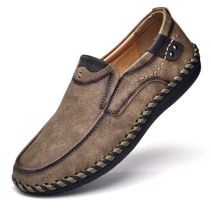 MENS RETRO SLIP-ON LEATHER SHOES 09572323