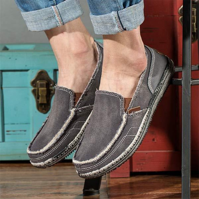MENS WASHED DENIM CANVAS SLIP-ON SHOES 59975887