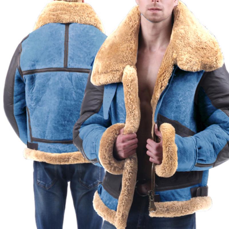 Mens Retro Stitching Lapel Coat 10610139X