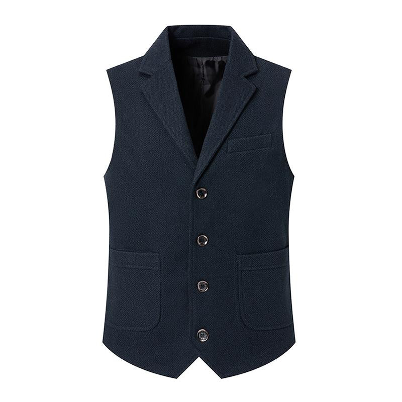 Mens Casual V-Neck Single-Breasted Patch Pocket Vest 53325062M